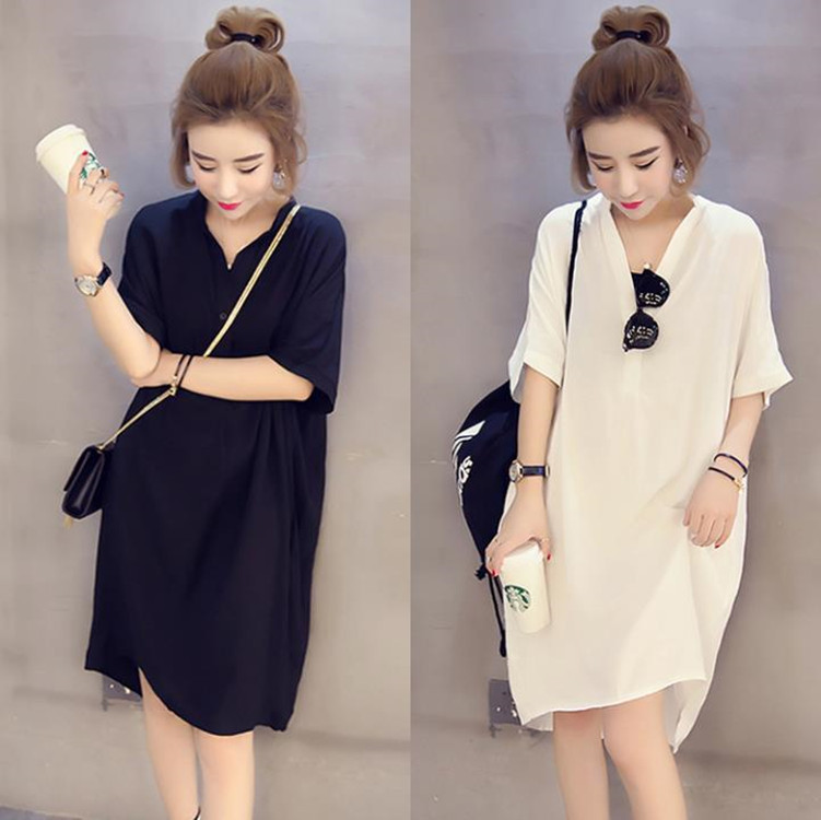 2024 Plus Size Women's Short-sleeved T-shirt Summer Wear Plus Size Chiffon Shirt Top Chubby Women's Dress