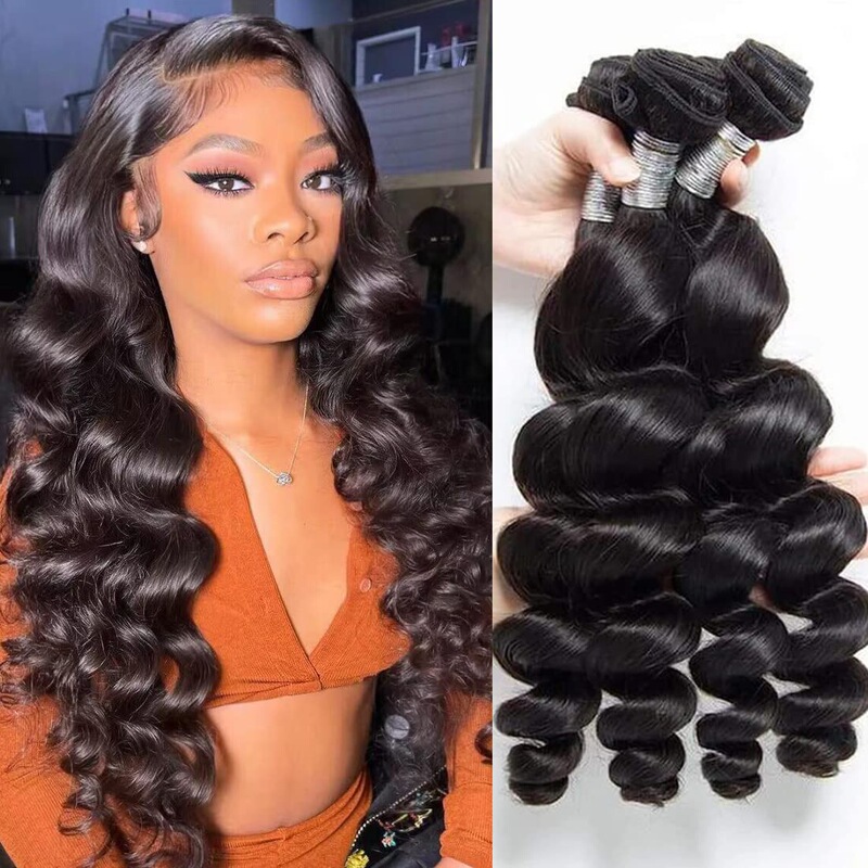 100% Human Hair Loose Wave Bundles Real Human Hair Smooth Hair Weft Hair Extensions