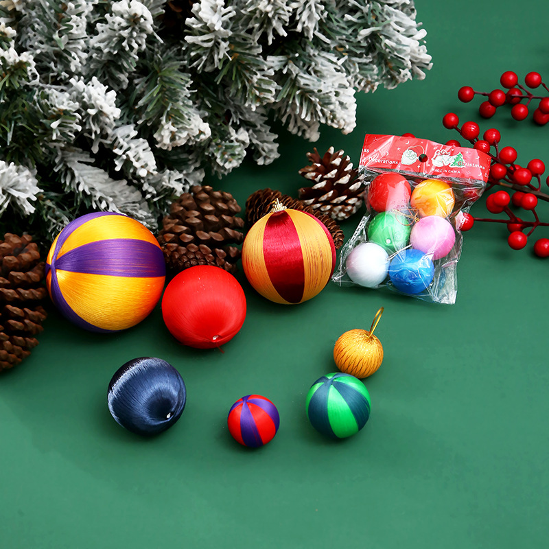 Adornos navideños de 3/4/5/6/7/8/10 cm, bolas navideñas coloridas de hilo de seda y espuma, decoración para árboles de Navidad, adornos colgantes.