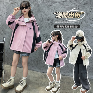Girls' Outwears Spring & Fall 2025 New Kidsren's Fashionable Hooded Tops for Girls and Boys Spring Three-Proof Jackets