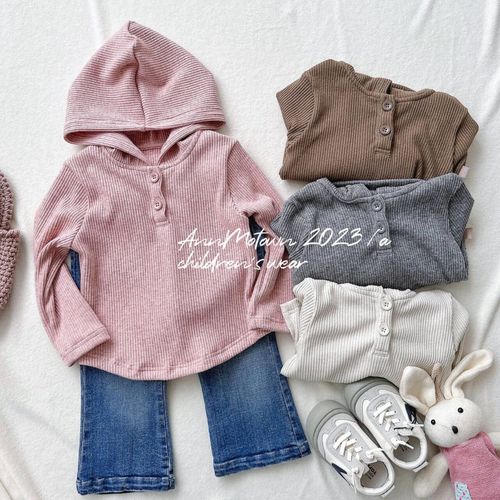 柠里女童韩系童装2024年春秋新款儿童休闲百搭日常针织连帽上衣潮
