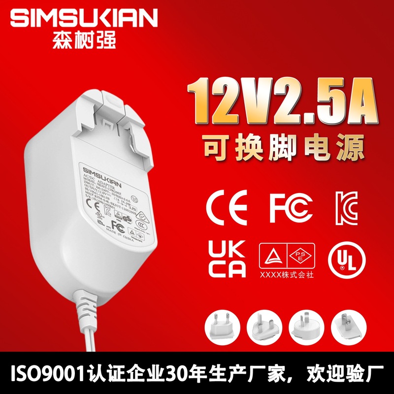 Conversion Head 12V2.5A Power Adapter Drone Router Notebook 30W Wall-Mounted Switching Power Supply