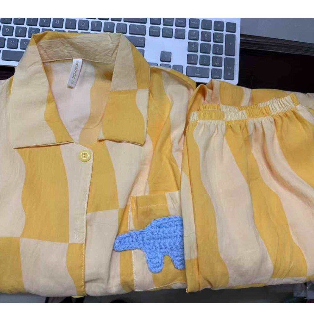 Verano transfronterizo nuevo estilo nube algodón pijamas de tres piezas mujer dibujos animados lindo pantalones de manga corta pantalones cortos traje de servicio a domicilio