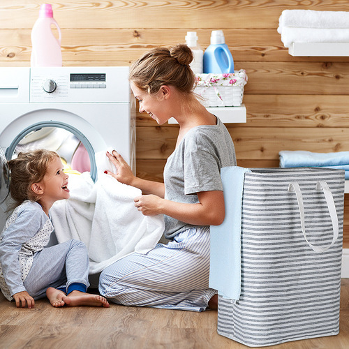 Fabric dirty clothes basket Home foldable clothes storage striped cloth dirty clothes basket