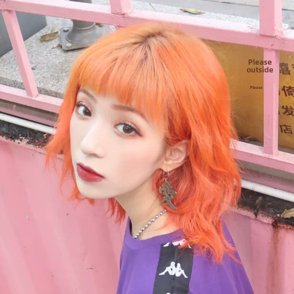 Foreign Trade Ready-Made Wig for Women, Short Egg Roll, Corn Perm, Wool Curl, Air Bangs, Medium-Length Hair Headgear, One Piece Drop Shipping