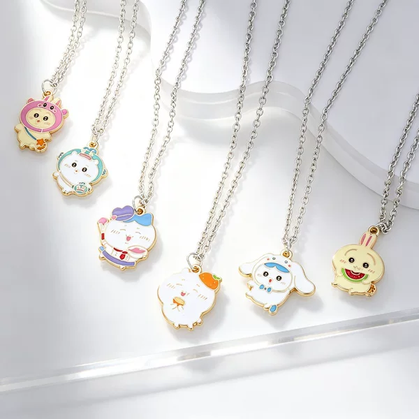 Cute Cartoon Labubu Alloy Jewelry Jiikawa Children's Necklace Fashion Girls' Clavicle Chain Clothing Accessories