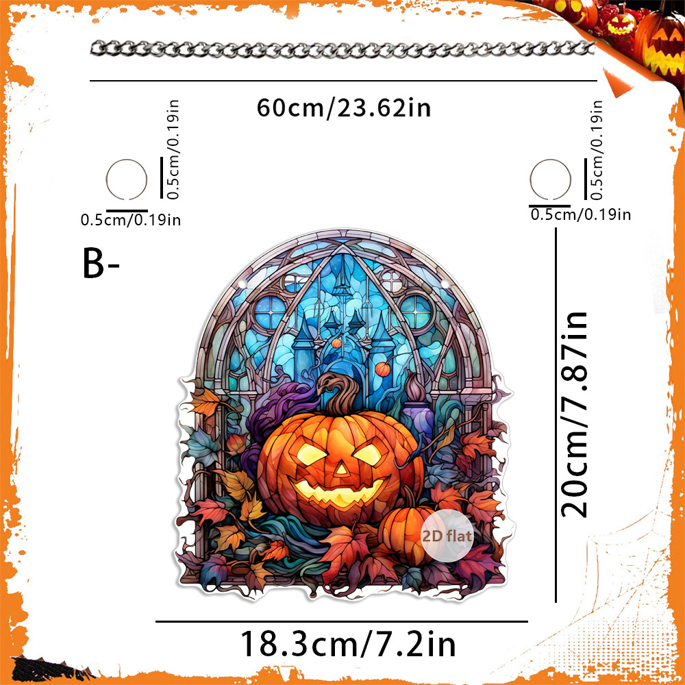 Decoración de Halloween transfronteriza cabeza de calabaza malvada 2D acrílico disco colgante ventanas de color porche colgante