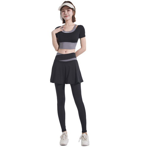 Women's Summer Oversized High-Waist Tummy-Tucking Running Fitness Suit Quick-Drying High-Elastic Sports Skirt Pants Anti-Slip