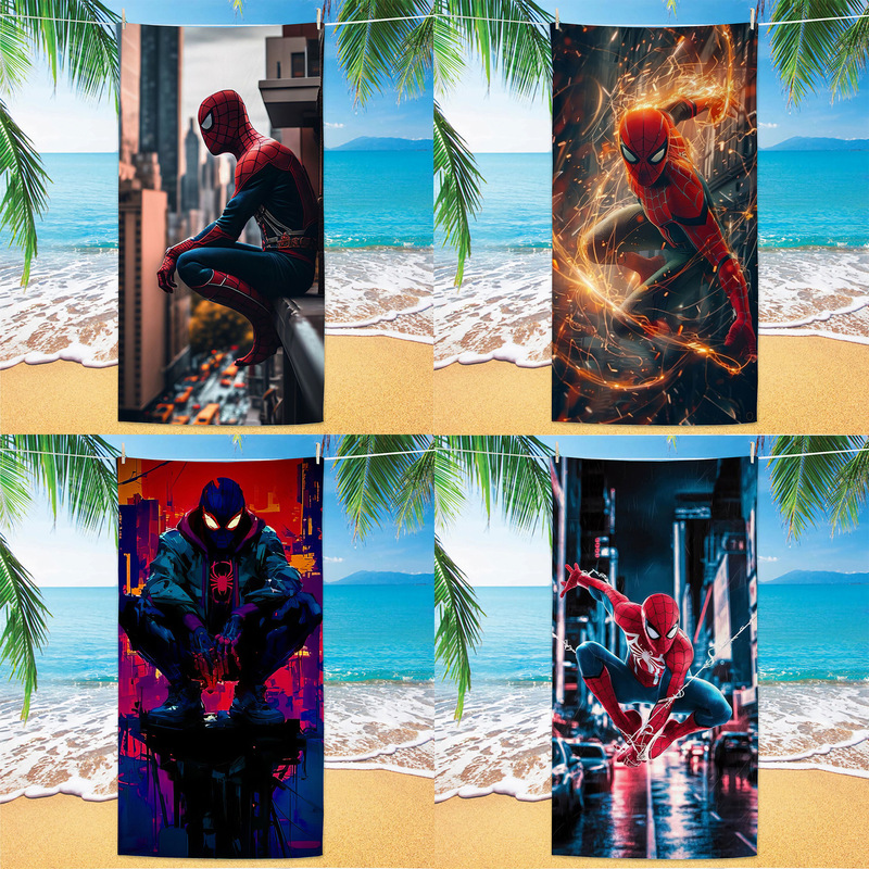Spider-Man Printed Bath Towel Marvel Series Anime Christmas Spider-Man Microfiber Beach Towel Christmas Gift