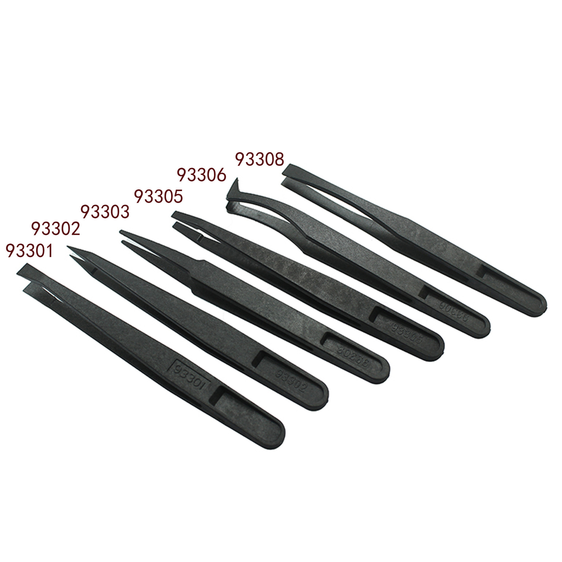 碳纤维防静电塑料夹子黑色镊子尖头宽头平头圆头弯头宽口扁头镊子