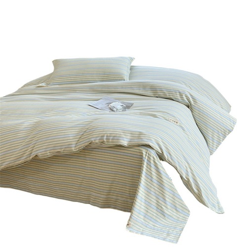 Pure cotton old coarse cloth four-piece set raw cotton thickened printed bed quilt cover simple bed sheet style pure cotton four-piece set wholesale