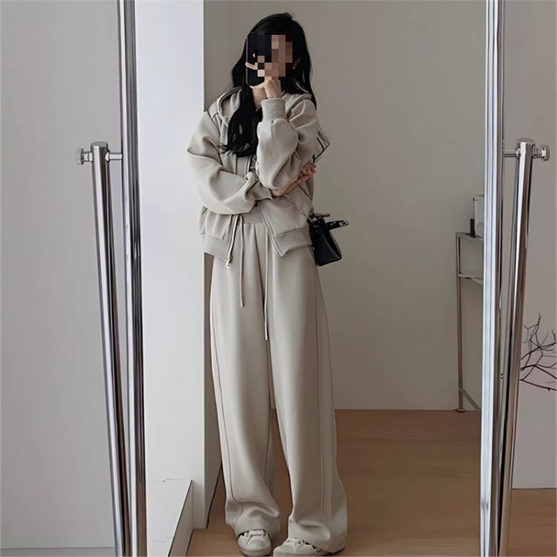 裤运动套装大码宽松休闲减龄阔卫衣腿女两件套秋冬季跑步时尚显瘦|undefined