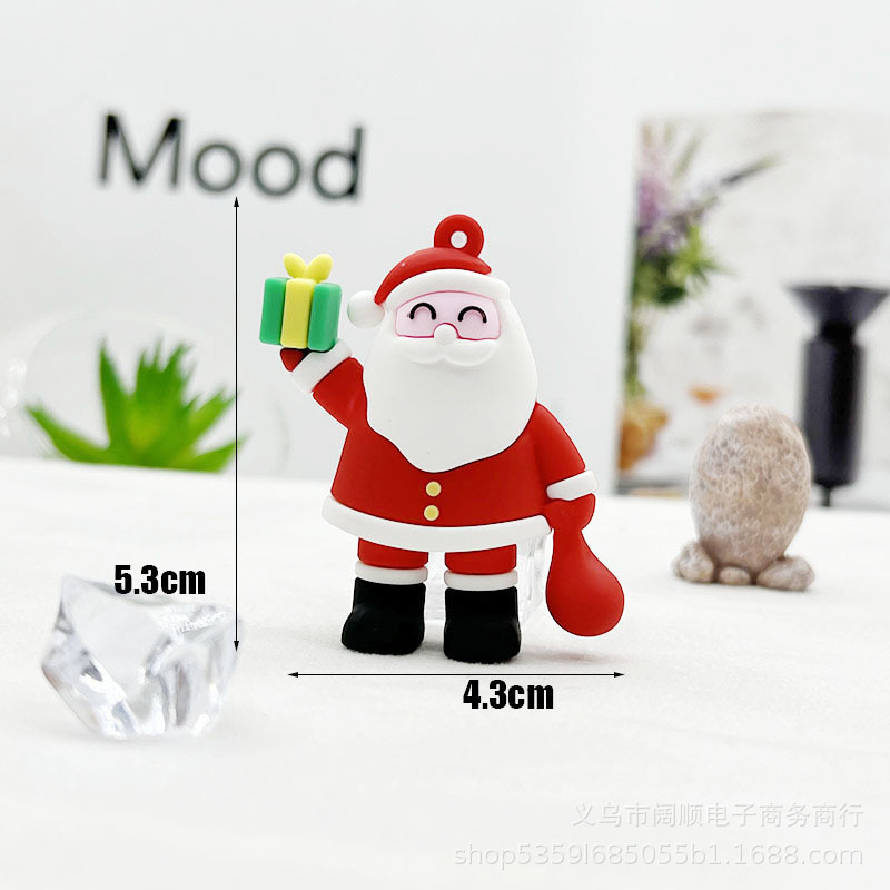 国境を越えたクリスマスの人形のキーホルダーはサンタクロースの雪だるまの姜パイ人滴ゴムの人形のキーホルダーの飾りです。|undefined