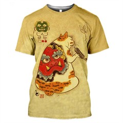 アマゾン3DプリントメンズTシャツ欧米2023春夏カジュアルラウンドネック半袖子供Tシャツトレンドプリント