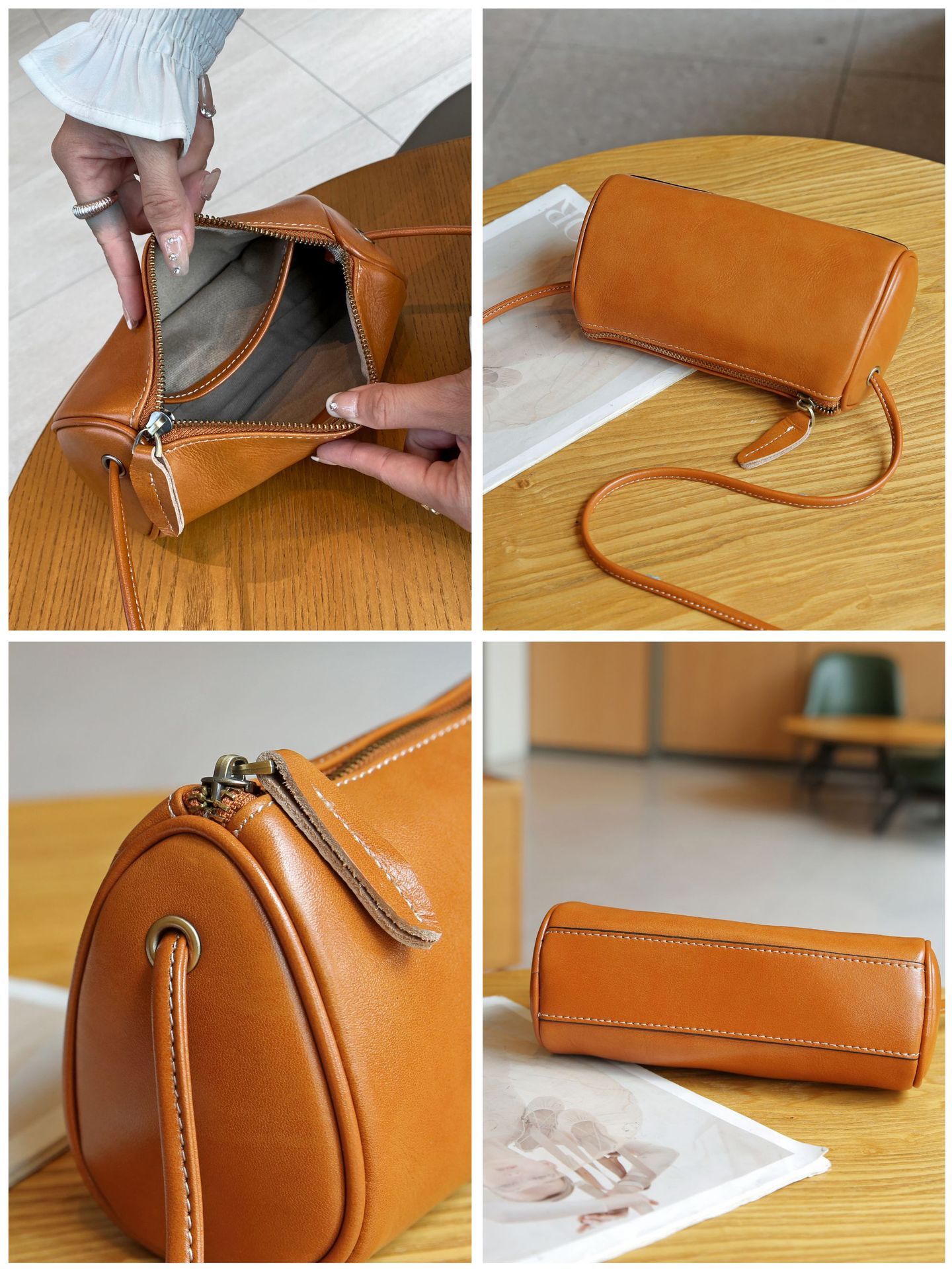 Modna i uniwersalna damska torebka typu crossbody, wykonana z garbowanej roślinnie skóry bydlęcej, nowa, modna, letnia, swobodna, na ramię, z wierzchnią warstwą_voghion.com