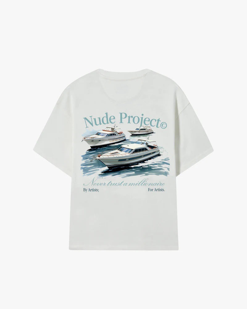 Nude Project T-shirt Never Trust A Millionaire Yacht White