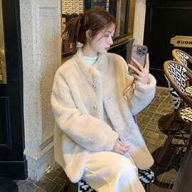 2026新款加厚水貂绒皮毛一体毛毛外套女冬季短款立领皮草大衣