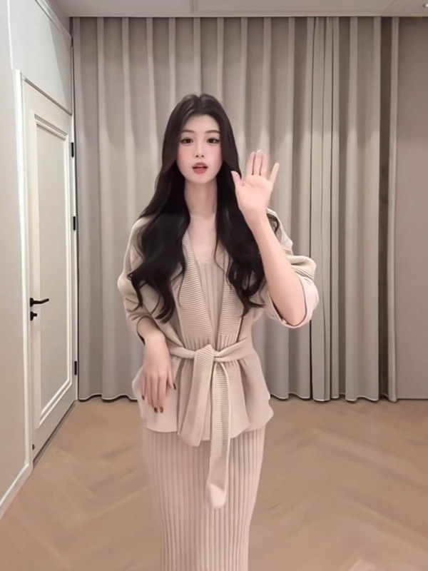【现货】早秋套装女秋季新款小香风高级感气质针织包臀裙两件套装|undefined