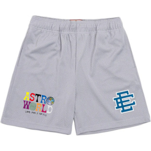 Cross-border EE Men's Casual Shorts Muscular Men's Fitness Five-point Pants European and American Fashion Brand Mesh Beach Pants