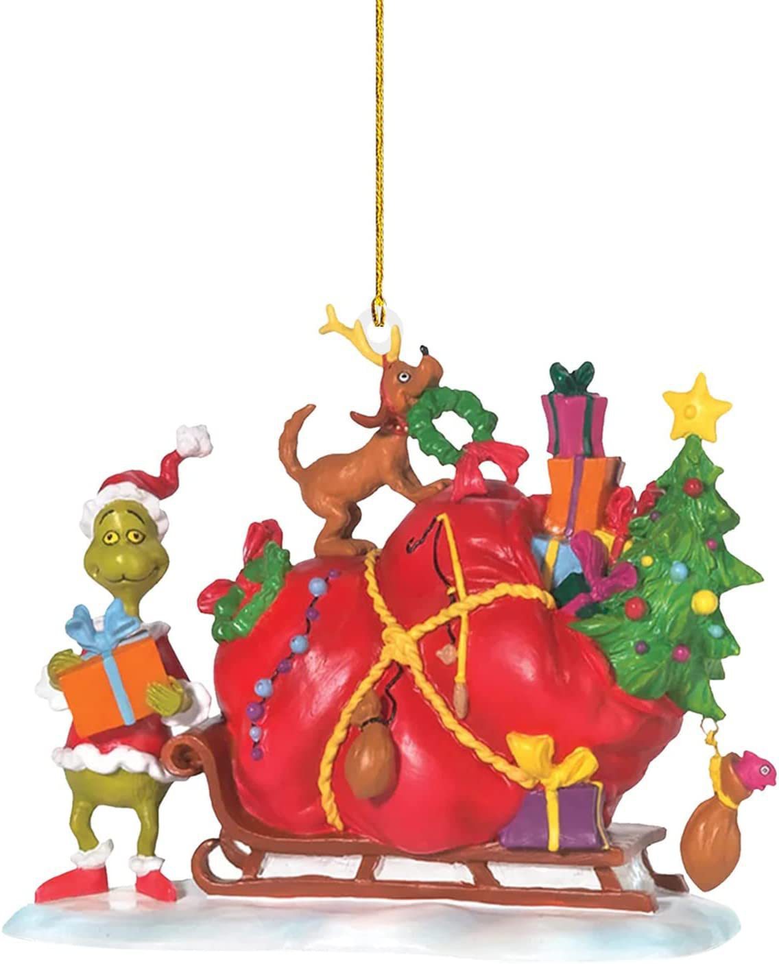 2023 venta caliente adornos de árbol de Navidad colgante acrílico divertido verde Grinch coche decoración del hogar decoración colgante