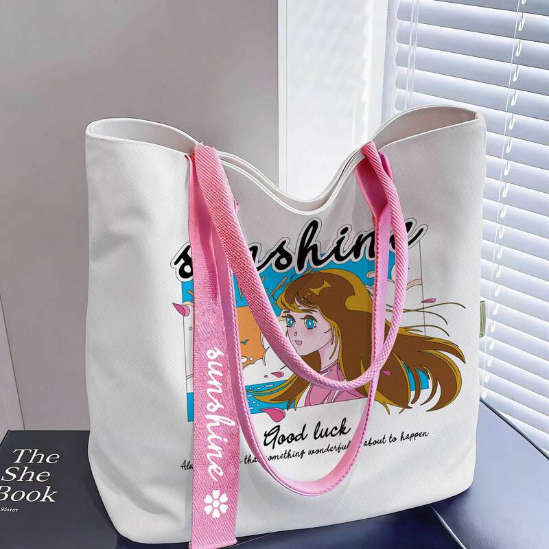 Cute Girl Tote Bag, Large Capacity, Fashionable Cartoon Bag, Versatile Canvas Bag for Women, Single Shoulder Commuting Bag Cute Girl Tote Bag, Large Capacity, Fashionable Cartoon Bag, Versatile Canvas Bag for Women, Single Shoulder Commuting Bag
