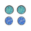 Round matte starry sky, earrings stainless steel, simple and elegant design, with gem, 12mm