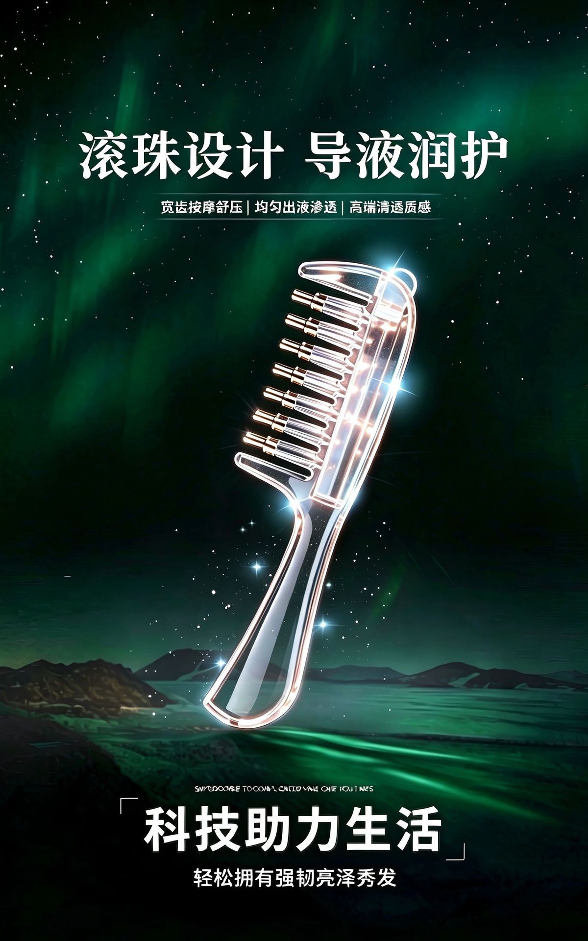 Crystal Scalp Massage Comb with Liquid Applicator Portable Detachable Head Care Tool for Essential Oil preparation
