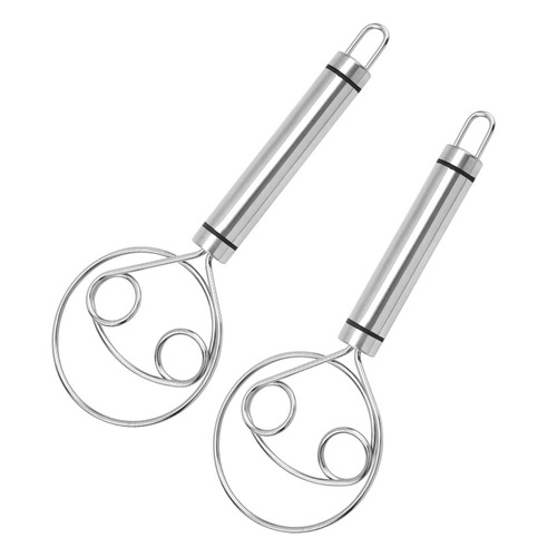 304 Stainless Steel Flour Mixer Whisk Dough Stirring and Kneading Tool Double Coil Danish Dough Blender