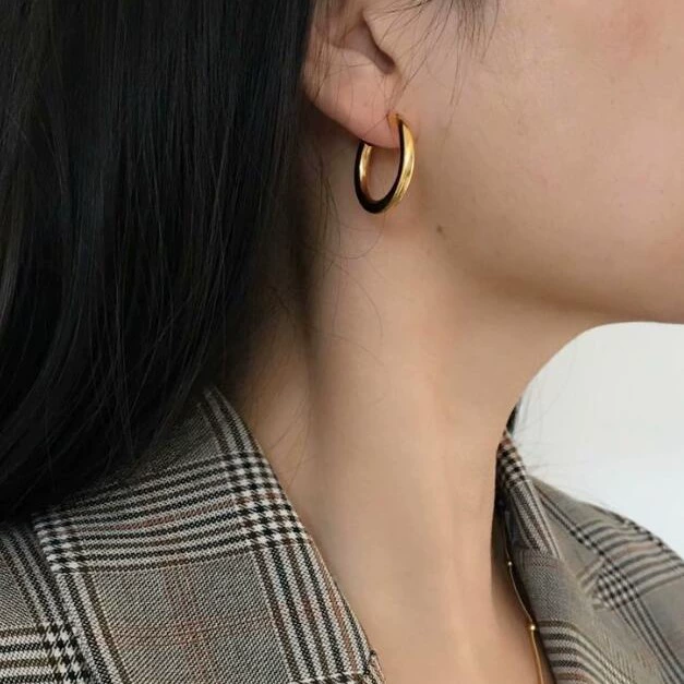 Серьги (E133INS Fire Bella) из титановой стали 316L, вакуумное напыление, Ø 2–4.5 см