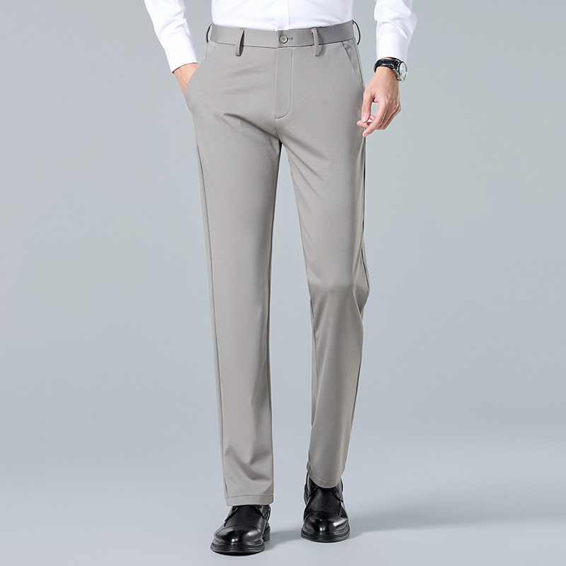 Spring and Summer New Mulberry Silk Men's Casual Pants Slim-fit Pants Non-ironing Straight Casual Pants Men's Light Business Pants