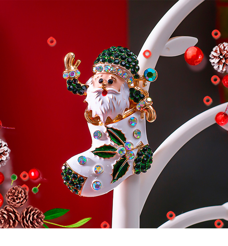 Mode Weihnachtsmann Legierung Überzug Inlay Strasssteine Unisex Broschen display picture 2
