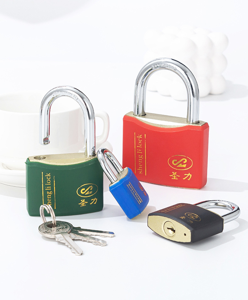 Factory direct supply of Shengli brand arc-shaped rubber-coated locks, multi-color copper core locks, cabinet locks, door locks, and customizable brand casing iron padlocks pic 14