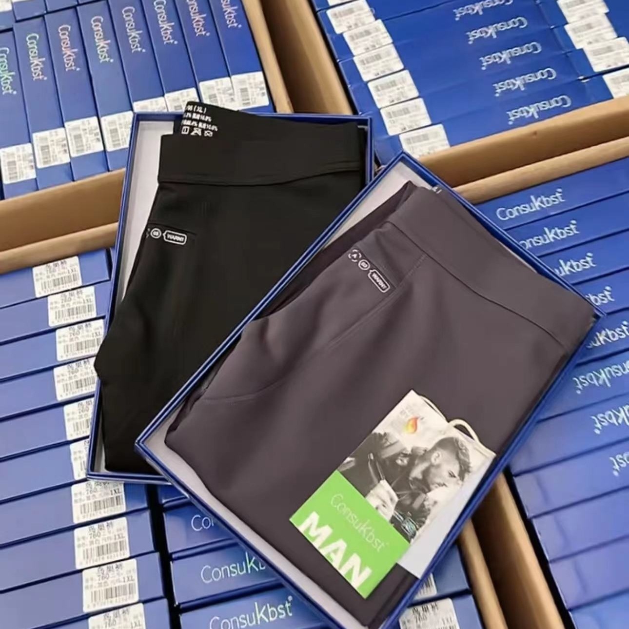 (고품질) 가을, 겨울 남성용 바비 타이트 핏 플러스 벨벳 롱 존스 스트레치 미드 웨이스트 얇은 따뜻한 코튼 팬츠