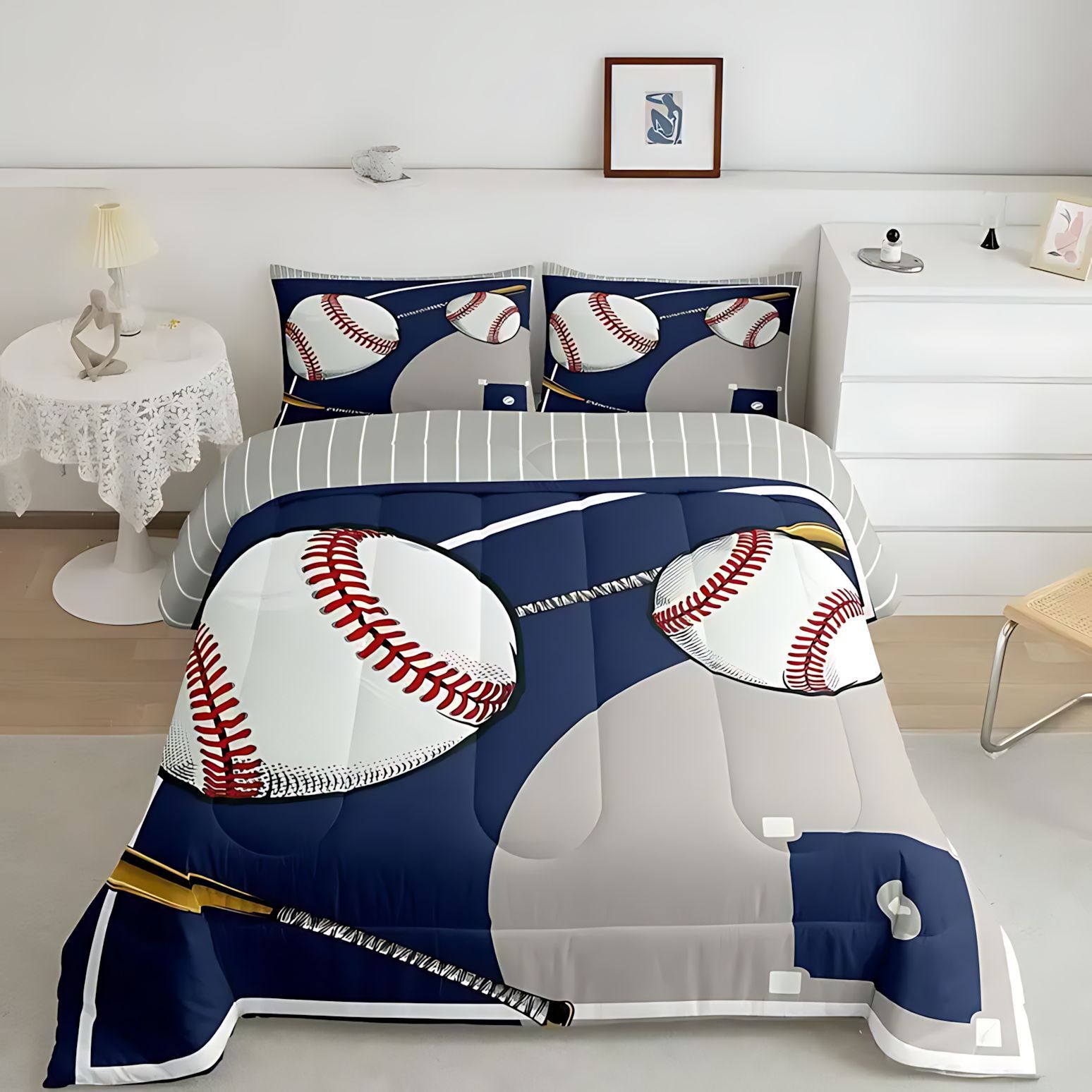 TEMU / JIT clásico tema de moda de béisbol textil transfronterizo impresión digital HD 180gms conjunto de edredón