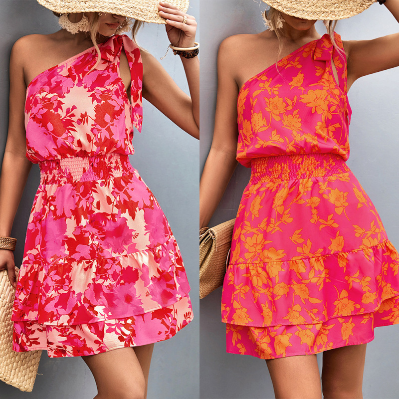 2026 Popular Amazon Independent Site Bestseller Ebay Hot-Selling Cross-Border European and American Women's Fashion Stylish Sexy One-Shoulder Dress
