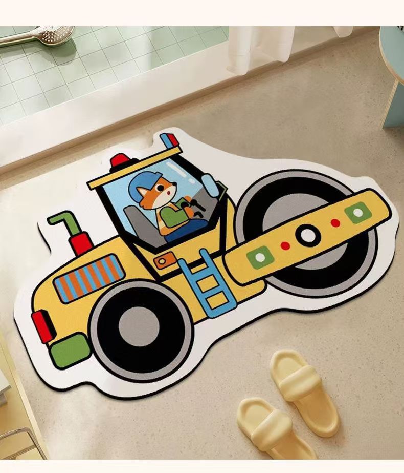 Cartoon Bathroom Absorbent Floor Mat Bathroom Entrance Foot Excavator Toilet Door Door Mat Shower Room Bath Mat