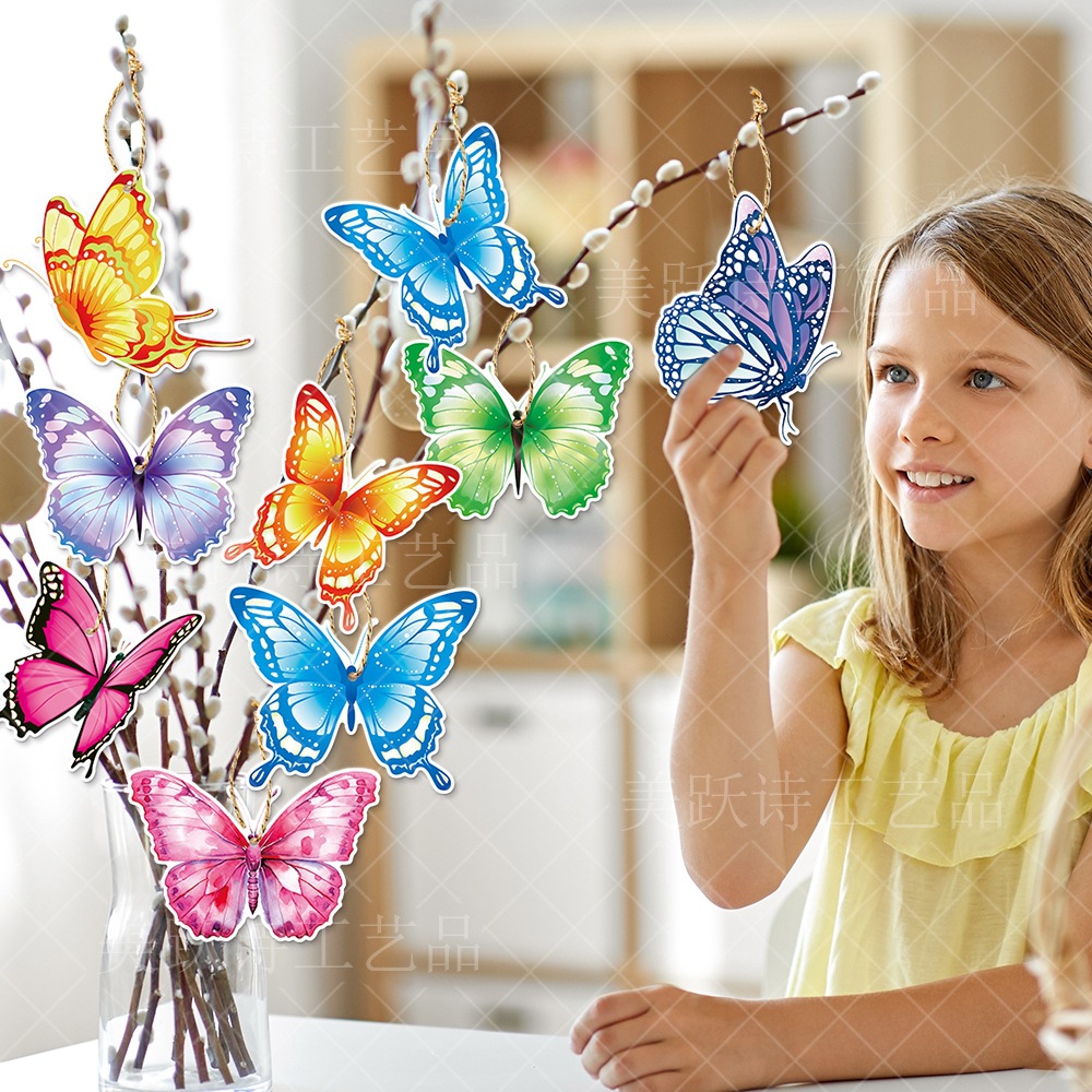 Nuevo producto tema de mariposa decoración de fiesta colgante colgante primavera fiesta de cumpleaños suministros de decoración colgante de mariposa