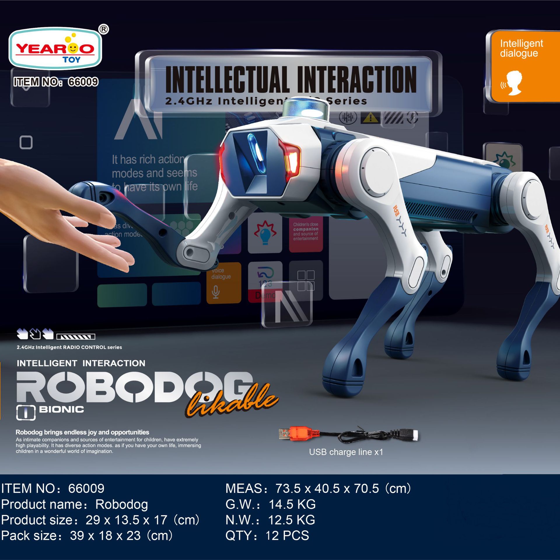 robot inteligente de control remoto perro con brazo robótico función de rebote juguete de programación