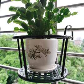 阳台栏杆花架悬挂加大号花架加粗铁艺护栏挂式绿萝吊兰花盆置物架