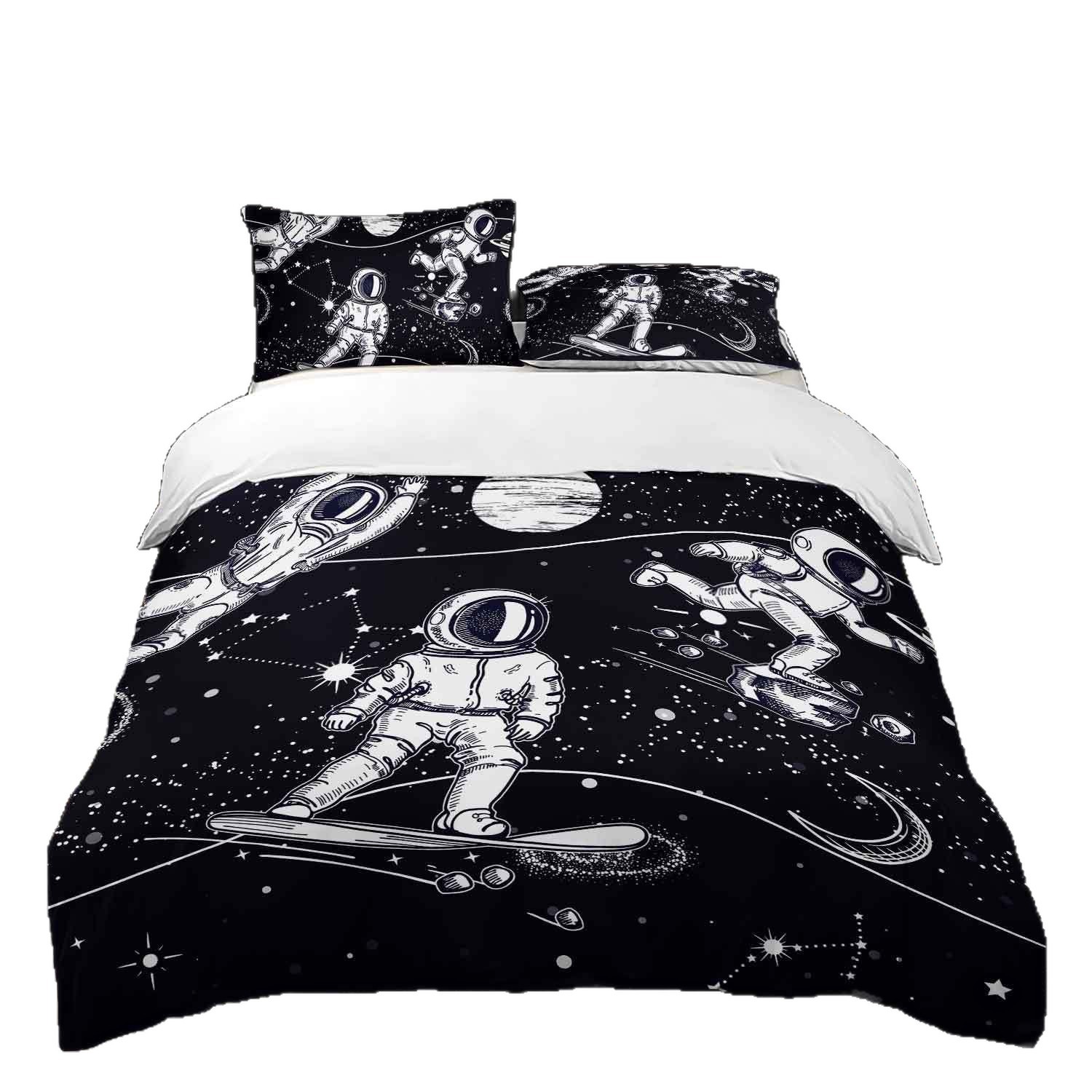 Fábrica de origen textil doméstico astronauta digital impresión set edredón suave piel respaldar TEMU / JIT
