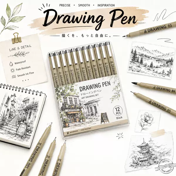 Cross-border best-selling drawing needle pen set for students, hand-drawn comic outlining quick-dry waterproof liner pen wholesale