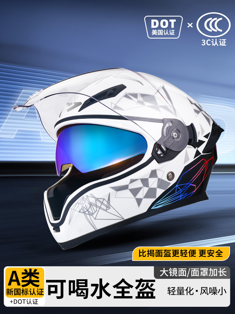 Universal AD Motorcycle Safety Helmet 3C Certified Full Face Helmet (Auto Parts and Accessories) - l-3c-matte-black-dot-certified-transparent-lens