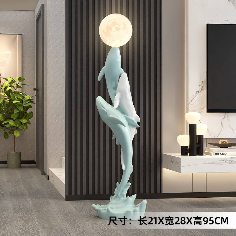Art de escultura de ballenas de lujo ligero gran lámpara de piso artesanía decoración para el hogar decoración sala de estar TV gabinete junto al sofá