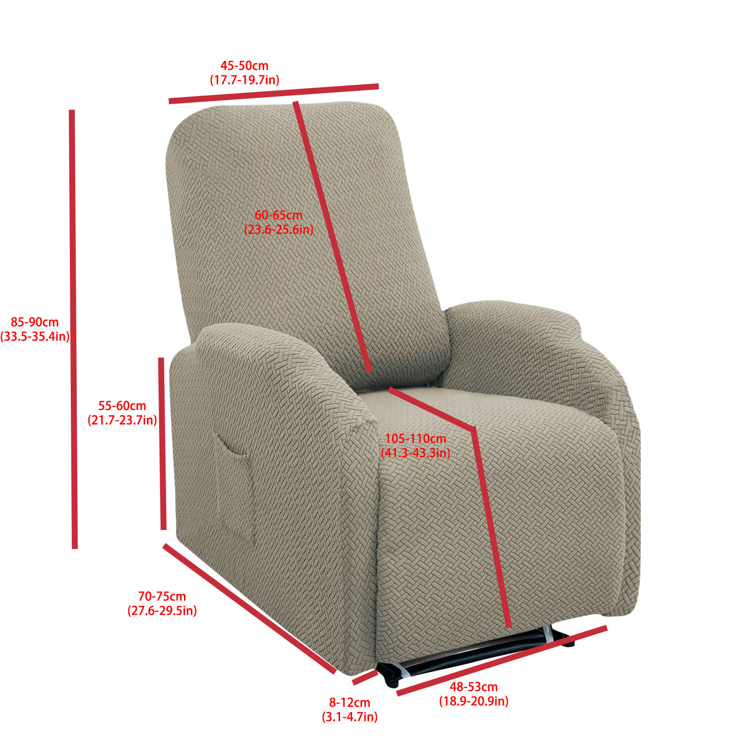 Jacquard transfronterizo T a prueba de agua estriado pequeño Chivas sofá cubierta elástica de color sólido cubierta de sillón de masaje para una persona