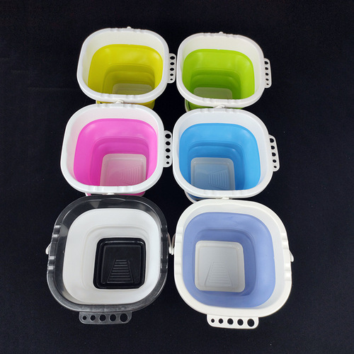 Manufacturer wholesale large silicone square foldable water bucket pen holder writing bucket art outdoor fishing tools beach seashore bucket