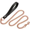 New cross -border e -commerce rose gold stainless steel full welding nk chain leather rope traction rope training dog pet dog
