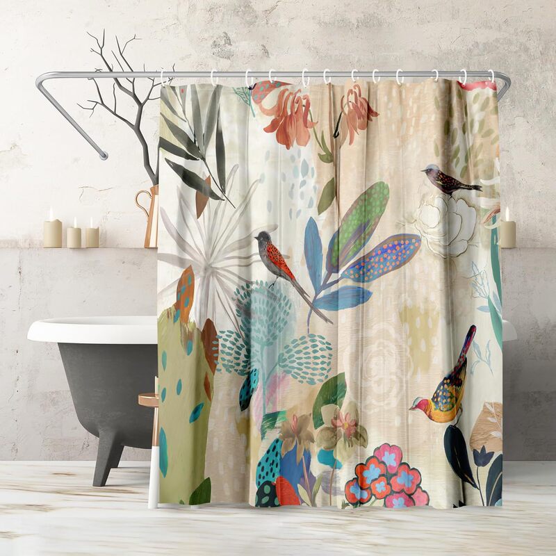 Cross-Border Bathroom Shower Curtain with Vintage Watercolor Floral and Bird Art Decorative Patterns, No-Drill Shower Curtain with 12 Hooks Cross-Border Bathroom Shower Curtain with Vintage Watercolor Floral and Bird Art Decorative Patterns, No-Drill Shower Curtain with 12 Hooks