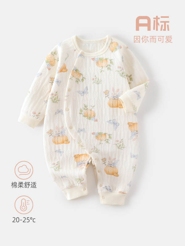 婴儿连体衣秋冬款打底宝宝爬服无骨新生儿连体衣夹棉保暖婴儿衣服|undefined