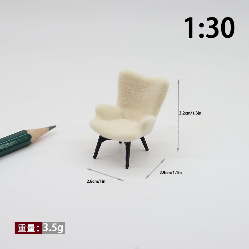 Modelo de sofá de flojo en miniatura de simulación de una sola persona, casa de muñecas, decoración en miniatura, muebles, modelo de sofá mini