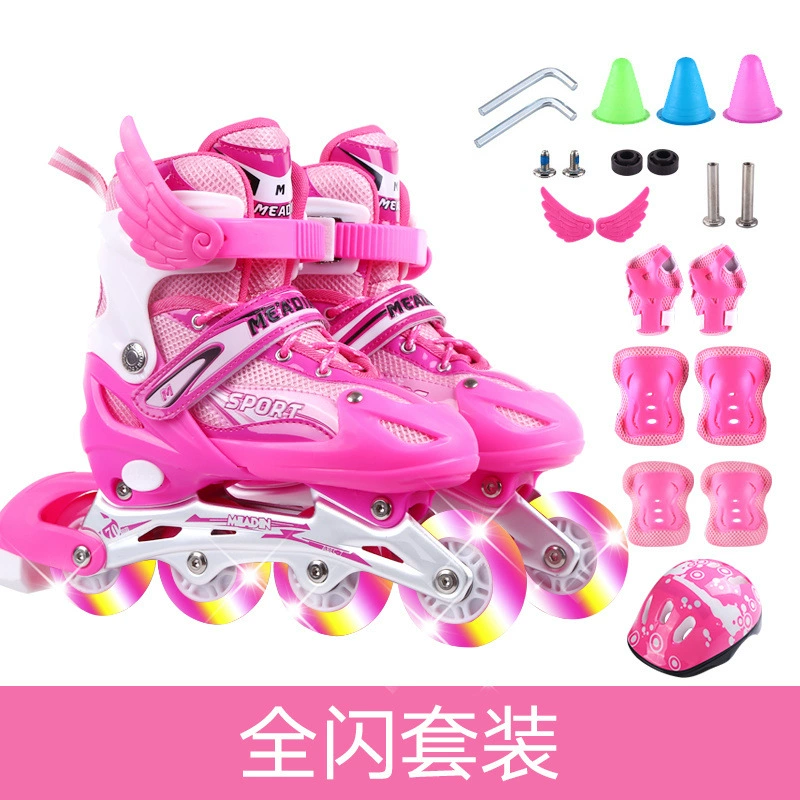 Светящаяся детская экипировка, роликовые коньки для мальчиков, полный комплект